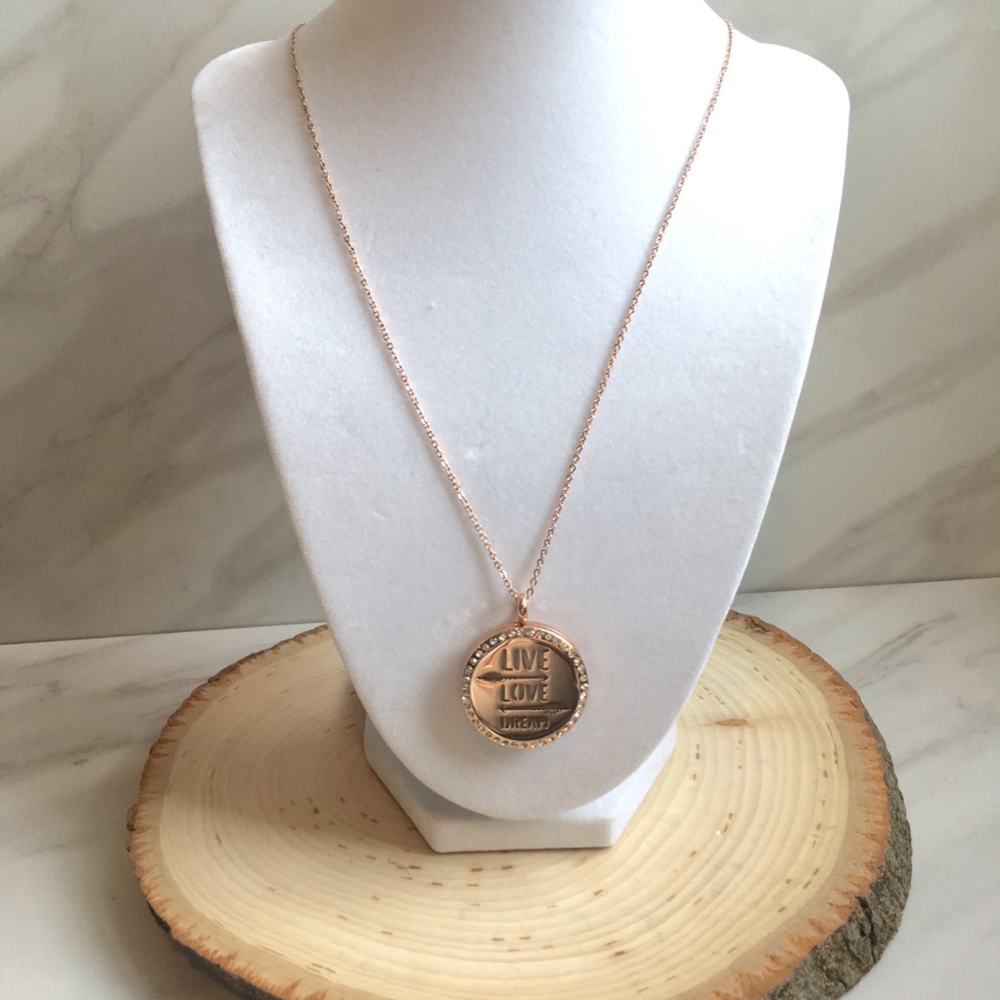 Live Laugh Love Aromatherapy Rose Gold Necklace